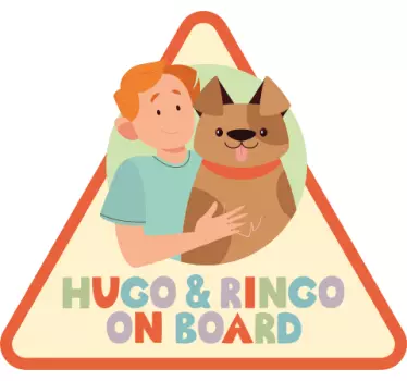 Adesivo per auto bambino e cane a bordo personalizzabile - TenStickers