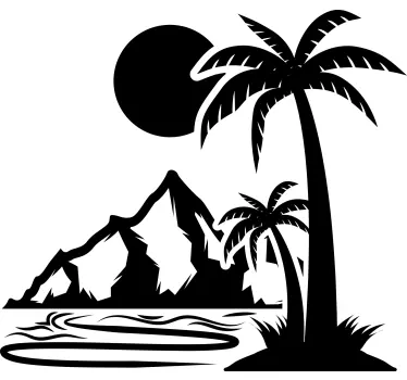 Adesivo per camper palma e montagne - TenStickers