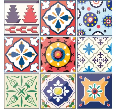 Adesivo murale cucina piastrelle ornamentali colorate - TenStickers