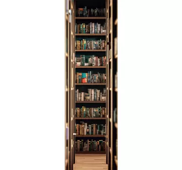 Adesivo per porta passaggio attraverso una biblioteca - TenStickers