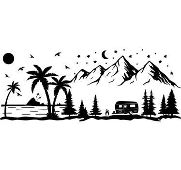 Adesivo per camper spiaggia e montagna - TenStickers