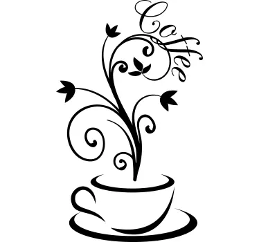 Adesivo murale cucina linee di caffè disegnano - TenStickers