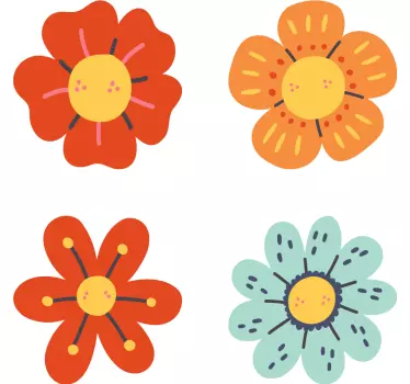 Adesivo per auto fiori retrò - TenStickers
