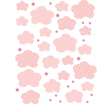 Adesivo murale con nuvole rosa per bambini - TenStickers