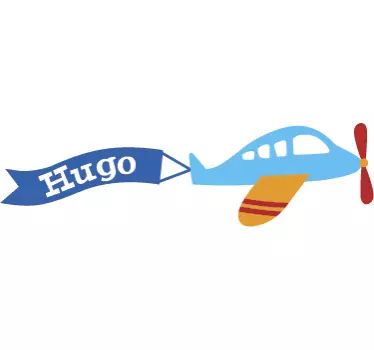 Adesivo murale bambini aereo con nome - TenStickers