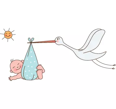 Adesivo bambini bebè e cicogna - TenStickers