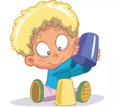 Adesivo bambini secchiello in cortile - TenStickers