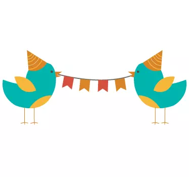 Adesivo bambini uccellini in festa - TenStickers