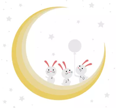 Adesivo bebè luna e coniglietti - TenStickers