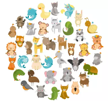 Adesivo da parete circolare con animali - TenStickers