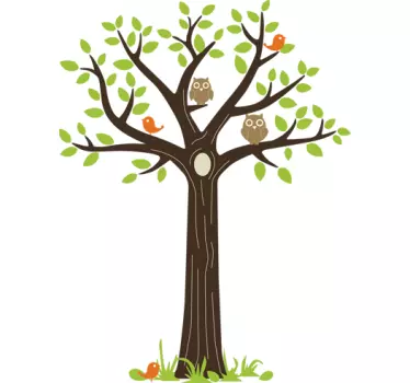 Adesivo decorativo albero con gufi - TenStickers