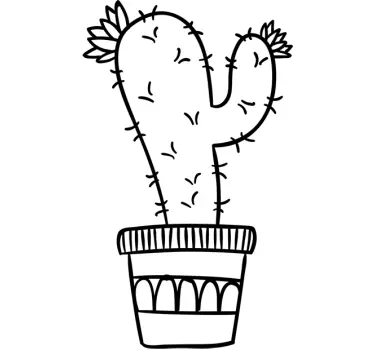 Sticker disegno vaso cactus - TenStickers