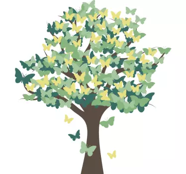 Adesivo murale camera da letto albero di farfalle - TenStickers