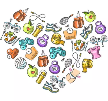 Disegno per pareti cuore con elementi salute - TenStickers