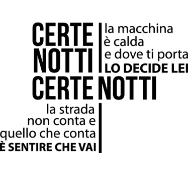 Adesivo murale soggiorno con frase di ligabue certe notti - TenStickers