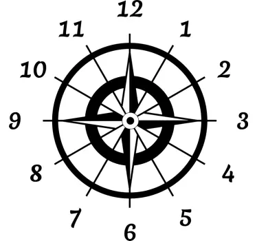 Adesivo murale camera da letto orologio effetto rosa dei venti - TenStickers