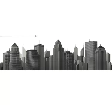 Adesivo murale skyline con aereo - TenStickers
