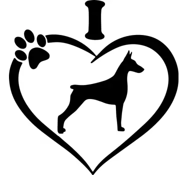 Adesivo per auto amo i doberman - TenStickers