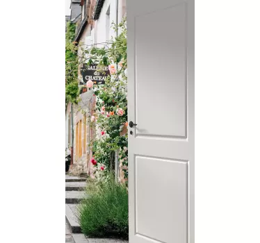 Adesivo per porta giardino con rose - TenStickers
