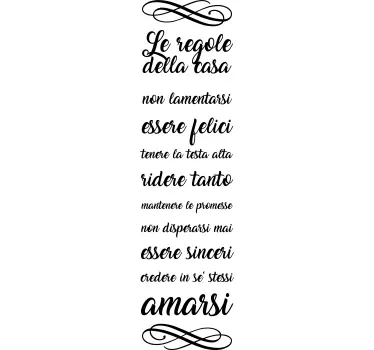 Adesivo per porta soggiorno regole della casa - TenStickers