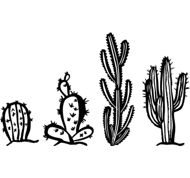 Sticker cactus bianco e nero - TenStickers