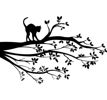 Adesivo con sagoma di gatto ed albero - TenStickers