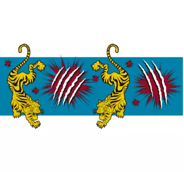 Greca adesiva tema delle tigri giocose - TenStickers