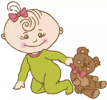 Sticker decorativo bebè con peluche - TenStickers