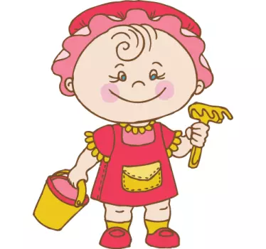 Sticker decorativo bimba con secchiello - TenStickers