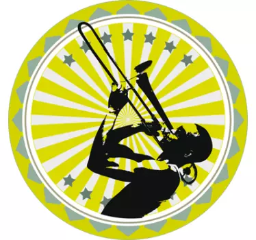 Sticker decorativo circolare musicista tromba - TenStickers