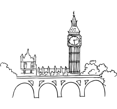 Sticker decorativo disegno Big Ben - TenStickers