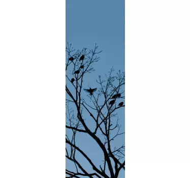Adesivo frigo albero con uccellini - TenStickers
