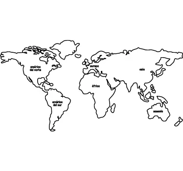Sticker decorativo mappa del mondo linea - TenStickers