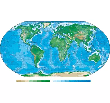 Sticker decorativo planisfero fisico - TenStickers