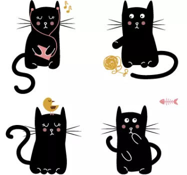 Sticker decorativo quattro gatti - TenStickers