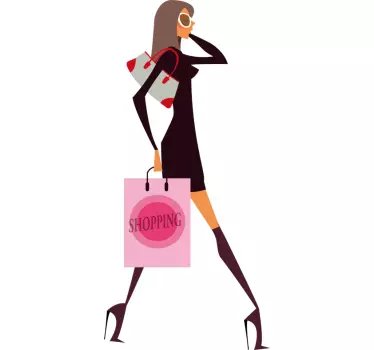 Adesivo per vetrina ragazza glamour shopping - TenStickers
