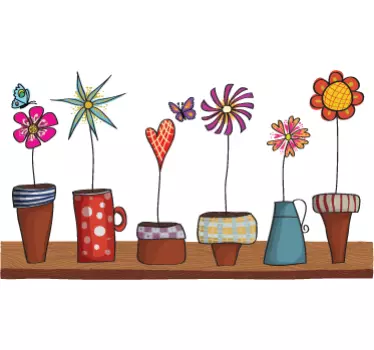 Sticker decorativo ripiano con fiori - TenStickers