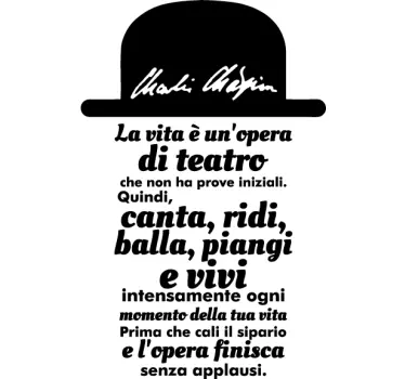 Adesivo murale soggiorno testo Chaplin - TenStickers