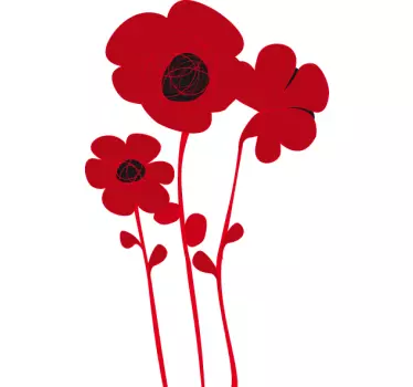 Sticker decorativo tre papaveri - TenStickers