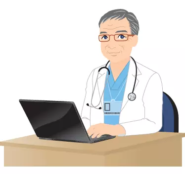 Wall sticker dottore al computer - TenStickers