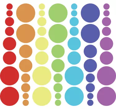 Set di 56 Wall stiker cerchi arcobaleno - TenStickers