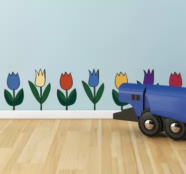 Adesivo murale orlo tulipani - TenStickers
