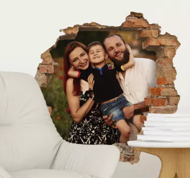 Adesivo murale soggiorno 3D buco nel muro personalizzabile - TenStickers