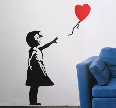 Adesivo murali Banksy bimba con cuore - TenStickers