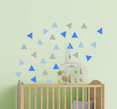 Adesivo geometrico triangoli blu e grigi - TenStickers