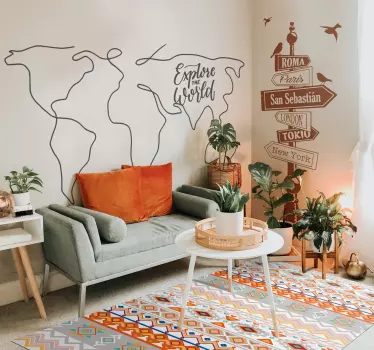 Adesivo murale mappamondo esplorare il mondo - TenStickers