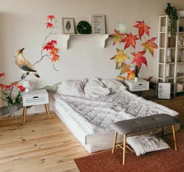 Adesivo murale soggiorno con uccello stile acquerello - TenStickers