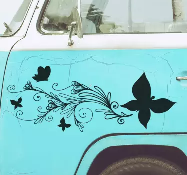 Adesivo per auto fiore e farfalla - TenStickers