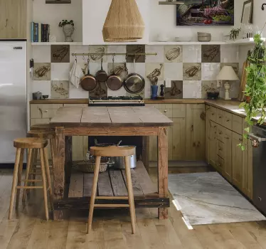 Sticker decorativo cornice vintage alimenti - TenStickers