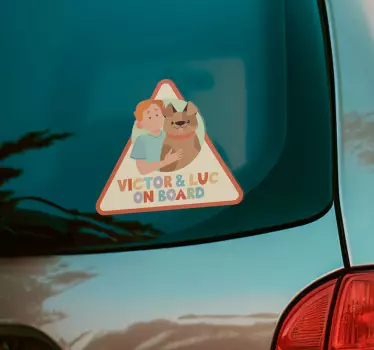 Adesivo per auto bambino e cane a bordo personalizzabile - TenStickers